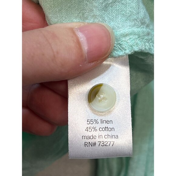 Sonoma Women's The Everyday Linen Shirt Button Up Size L Mint Green - Picture 4 of 11